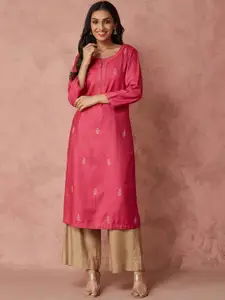 Fabindia Ethnic Motifs Embroidered Straight Kurta