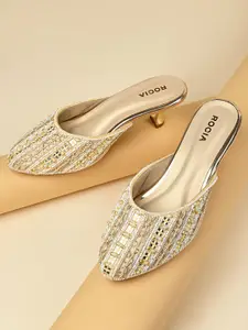 Rocia Women Ethnic Embroidered Kitten Mules Heels