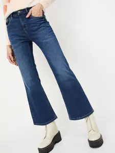 max Women Low Distress Light Fade Mid-Rise Jeans