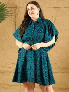 CURVE BY KASSUALLY Women Animal Printed Cut-Out Detail Fit & Flare Midi Dress