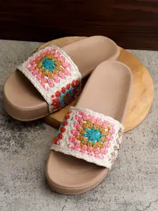 Zyla Women Woven Design Flatform Heel Sandals