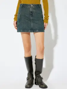 Koton Women Cotton Straight Pencil Mini Skirt