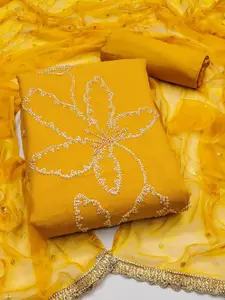 Peachmode Floral Embroidered Beads and Stones & Sequinned Unstitched Dress Material