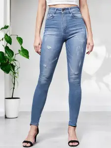 Miss Chase Women Cotton Skinny Fit Mildly Distressed Light Fade Stretchable Jeans