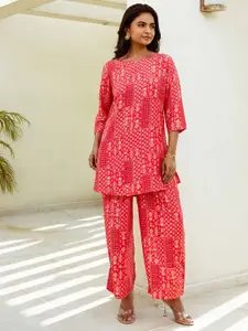 HUKUM Printed Pure Silk Top With Palazzo