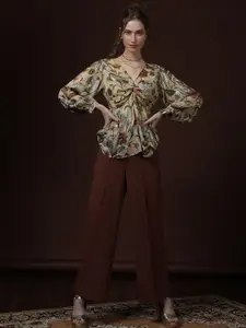 Vero Moda Women Printed Knot Detail A-Line Top