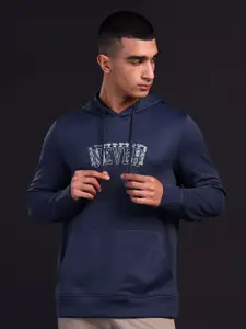 Technosport Men Typography Printed Hooded Sweatshirt