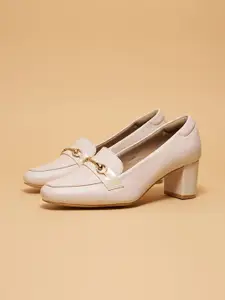 ERIDANI Women Block Heel Pumps with Buckles