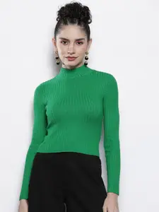 SASSAFRAS Women High Neck Full Sleeves Sweater Pullover