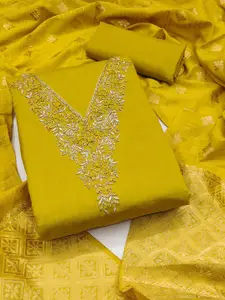 Peachmode Floral Embroidered Beads and Stones Unstitched Dress Material