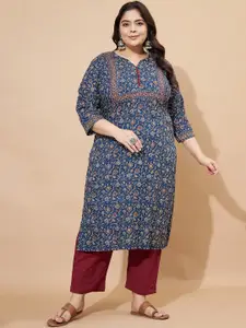 Vbuyz Floral Printed Regular Cotton Straight Kurta