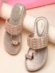 Rocia Women Ethnic Embellished T-Strap Flats