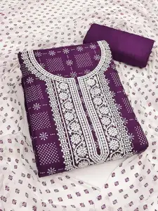 Peachmode Floral Printed Thread Work Unstitched Dress Material