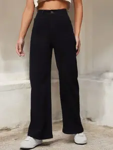 DOLCE CRUDO Women Wide Leg High Rise Clean Look Regular-Length Stretchable Denim Jeans