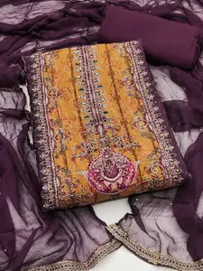 Peachmode Embroidered Beads and Stones Unstitched Dress Material