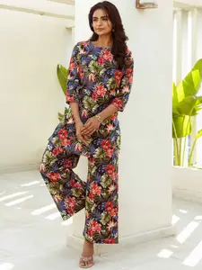 HUKUM Printed Pure Cotton Top With Palazzo