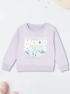 max Girls Cotton Printed Round Neck Long Sleeves Pullover Sweatshirt