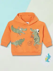 max Girls Cotton Animal Printed Hooded Sweatshirt