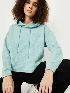 max Women Checked Hooded Sweatshirt