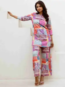 HUKUM Printed Pure Cotton Top with Palazzos
