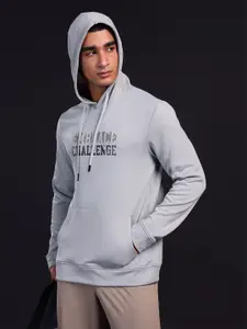 Technosport Men Printed Antimicrobial Hooded Long Sleeves Pullover Sweatshirt