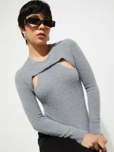 max Women Round Neck Long Sleeves Pullover Sweaters