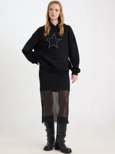 DeFacto Women Sheer Straight Midi Skirt