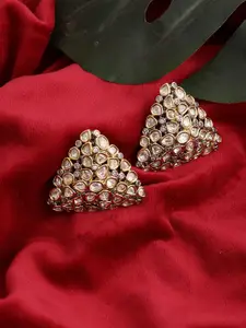 Ruby Raang Gold Plated Kundan Studded Triangular Studs