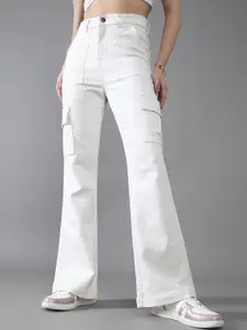 DOLCE CRUDO Women Wide-Leg High-Rise Clean-Look Regular-Length Stretchable Denim Jeans