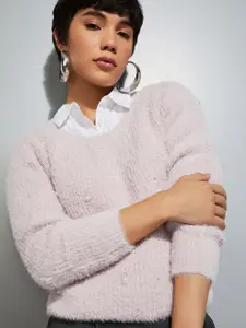 max Women Embellished Round Neck Pullover