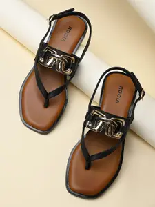 Rocia Women Open Toe Buckle Detail Flats