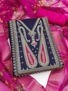 Peachmode Ethnic Motifs Embroidered Sequinned Roman Cotton Silk Unstitched Dress Material