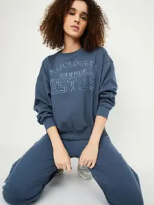 max Women Alphanumeric Printed Long Sleeves Sweatshirt