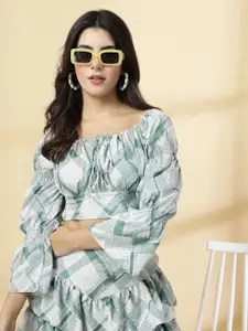 Oomph! Women Printed Crop Crepe Top