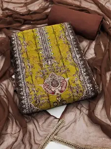 Peachmode Beads and Stones Embroidered Unstitched Dress Material