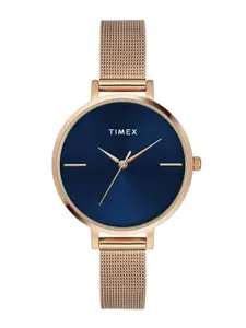 Timex Women Brass Embellished Dial & Stainless Steel Straps Analogue Watch TWEL155SMU07
