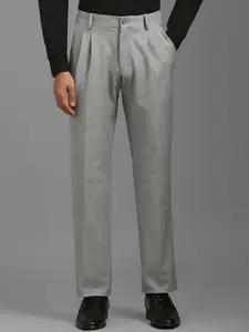 Louis Philippe Men Pleated Mid-Rise Regular Fit Formal Trousers