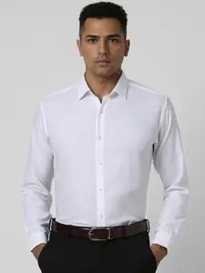 V Dot Men Spread Collar Solid Slim Fit Formal Shirt