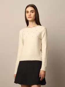 ONLY Women Round Neck Long Sleeves Embellished Pullover