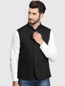 BAESD Mandarin Collar Satin Nehru Jacket