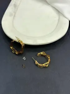 Niska Gold-Plated Stainless Steel Contemporary Hoop Earrings