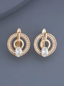 Kushal's Fashion Jewellery Gold Plated Zircon Studded Circular Hoop Earrings