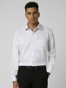 Van Heusen Men Spread Collar Textured Cotton Formal Shirt