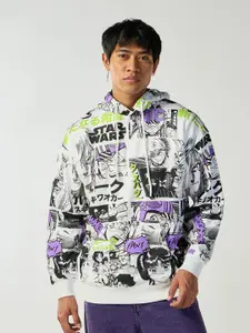 Bewakoof Men Printed Hooded Pullover Sweatshirt