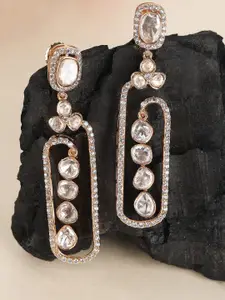 AURAA TRENDS Gold-Plated Contemporary Drop Earrings