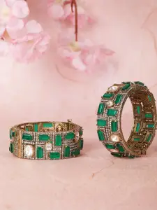 AURAA TRENDS Set Of 2 Brass Plated Stones Studded Bangles