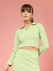 Oomph! Women V-Neck Wrap Casual Crop Top