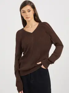 Styli V-Neck Acrylic Pullover Sweater