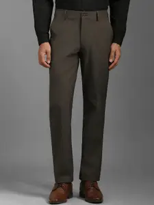 Louis Philippe Men Slim Fit Checked Flat Front Formal Trousers