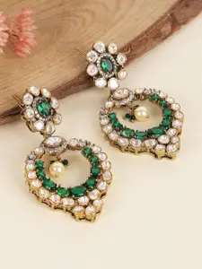 AURAA TRENDS Gold-Plated Contemporary Drop Earrings